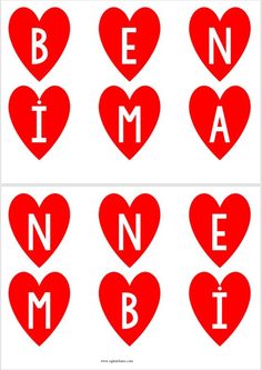 red hearts with the letters n and b in them are arranged to form an i - v