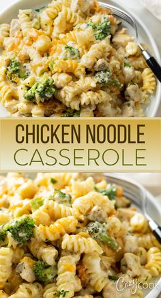 chicken noodle casserole with broccoli and cheese Creamy Chicken Noodle Casserole, Homemade Cream Of Mushroom, Creamy Chicken Noodle, Canned Soup, Chicken Noodle Casserole, Noodle Casserole, Cream Of Mushroom