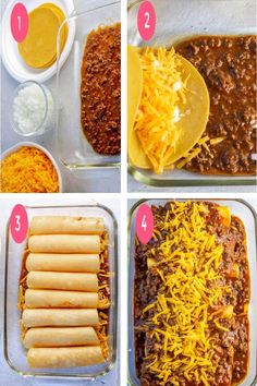 steps on how to make chili cheese burritos in a casserole dish