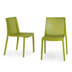 two green chairs sitting next to each other