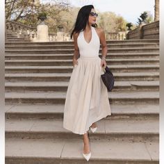 Bloggers Favorite! Only Skirt Is For Sale. Everything Else Is Sold Separately. Chic Evening Dress, Loose Skirt, Pleats Pattern, Nature Dress, Mini Dress Casual, Shop Maxi Dresses, Chic Dress, Pleated Skirt, New Product