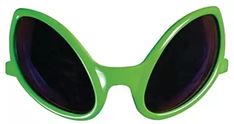 a pair of green sunglasses with black lenses on top of each eyeglasses are shown