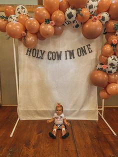 Velvet Brumby, Cow Birthday Decorations, Cow Themed Birthday Party, Cow Onesie, Cow Birthday Parties, Farm Themed Birthday Party, Baby Birthday Themes, Cow Birthday, First Birthday Party Themes