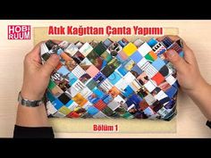 a person holding up a multicolored bag with pictures on it and the words art kapitan canta yapuni