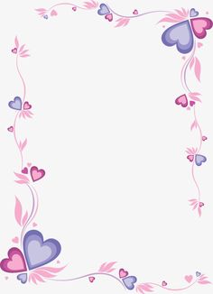 a pink and purple frame with hearts on it