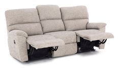 the reclining loveseat is shown with two seats on each side and one arm facing