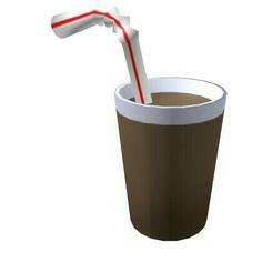 a 3d image of a drink with a straw sticking out of it's top