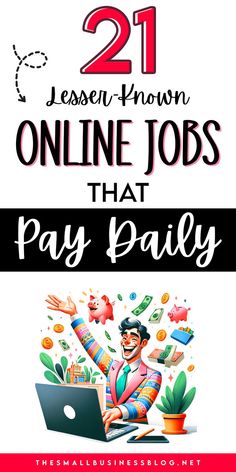 Seek out 21 outstanding online jobs that pay daily and start earning consistently as you navigate how to make money online with ease. #howtomakemoneyonline #waystomakemoney #makemoneyonline Extra Money Jobs, Small Business Blog, Easy Online Jobs, Best Online Jobs, Online Jobs From Home