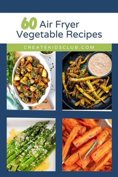 the cover of an ebook with pictures of different foods and vegetables in it, including broccoli, carrots, asparagus, potatoes, and other veggies