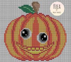 a cross stitch pattern with a pumpkin on it's face and the words krea written