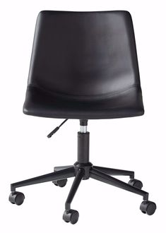 a black office chair with wheels on it