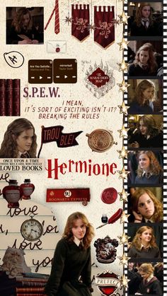 a collage of harry potter and hermione