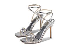 Calvin Klein Tegin Silver - High Heels - Free Shipping - BeyondStyle Calvin Klein Heels, Hair Expo, Silver High Heels, Square Toe Sandals, Shoes High Heels, Calvin Klein Shoes, Womens Shoes High Heels, Calvin Klein Woman, Ankle Straps