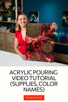 Watch the full fluid art tutorial on how to create such acrylic pouring painting on my Youtube channel - Olga Soby 😉 Art Painting Techniques