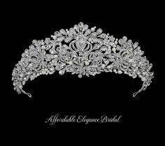 Exquisite Extra Tall Crystal, Pearl and Rhinestone Wedding Tiara Southern Style Wedding, Quinceanera Tiaras, Royal Tiaras, Lace Accessories, Tiara Crown, Wedding Accessories Jewelry, Crown Design, Southern Weddings, Ivory Pearl