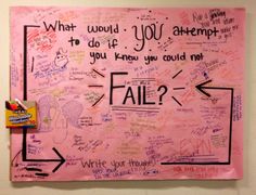 a bulletin board with writing on it that says, what would you attempt to do if you know you could not fail?