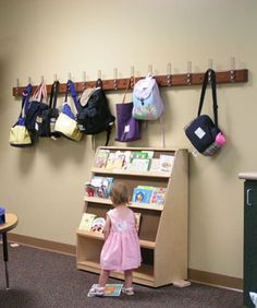 HangSafe Rack in church nursery. With names of regular kids so that each worker knows where each child's bag/bottle/diapers are... Church Nursery Ideas, Church Nursery Organization, Church Nursery Decor, Kids Church Rooms, Sunday School Classroom, Preschool Rooms, Church Nursery, Nursery Organization, Church Building