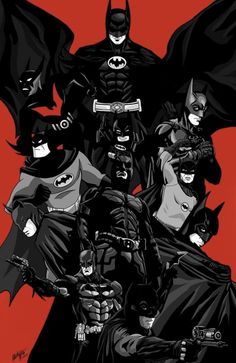 an image of batman characters in black and red