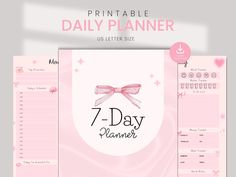 the 7 day planner with pink bows on it