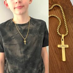 14k Gold Plated Cross Necklace for Boys Boys Jewelry Boys Cross Necklace First Communion Birthday Gift non Tarnish Box Chain Necklace - Etsy Boys Cross Necklace, Jewelry Boys, Necklace For Boys, Nurse Jewelry, Boys Jewelry, Custom Cross, Box Chain Necklace, Gift Envelope, Personalized Pendant