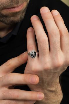 Rampant Lion Man Silver Ring - Classic Elegant design for men appearance with black enamel filling at face. ~ Customization included in price, to write your own text / name on lower and upper ribbons of ring. ✪ Classic Elegant ring design for men appearance with black enamel filling at face. ☛ Ring size as preferred, as it is custom created for you in our workshop. (select your ideal one in drop down menu) ☛ Custom design inside ring with your own personalized logo / pattern / symbol is possible Black Oval Enamel Ring For Formal Occasions, Formal Black Oval Enamel Ring, Black Oval Enamel Ring, Classic Black Engraved Ring With Black Enamel, Classic Black Enamel Ring, Formal Black Engraved Ring With Black Enamel, Black Signet Ring With Polished Finish, Black Enamel Ring With Polished Finish For Anniversary, Black Oval Enamel Ring For Anniversary