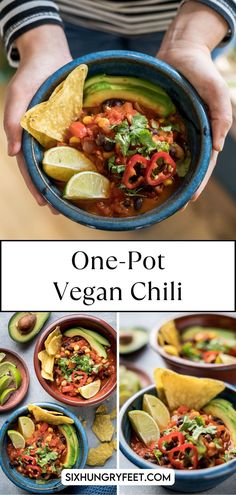 One-Pot Vegan Chili Vegan 1 Pot Meals, Cheap Vegan Crockpot Meals, Crockpot Recipes Gluten Free, One Pot Vegan Meals, One Pot Vegetarian Chili, Simple Vegan Chili, One Pot Mexican Quinoa Vegan, Gluten Free Crock Pot Recipes, Vegan Crockpot Recipes