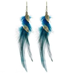 Beautiful Bohemian Feather Metal Leaf Design Dangle Style Ear Needle-Stainless Steel Boho Vintage Style, Bohemian Elements, Boho Feathers, Vintage Boho Fashion, Bohemian Handmade, Long Tassel Earrings, Colorful Feathers, Party Earrings, Bohemian Earrings