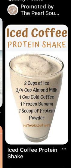 an advertisement for iced coffee with information about the ingredients