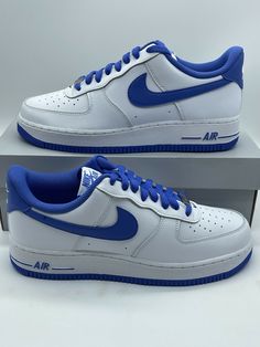 Nike Air Force 1 '07 White Medium Blue DH7561-104 Men's Multi Size NEW Get a price at https://copapair.com/nike-air-force-1-07-white-medium-blue-dh7561-104-mens-multi-size-new/ Nike Air Force 1 Blue And White, White And Blue Air Force 1, Air Force Azul, White Air Force Ones Outfit, Air Force One Outfit, Drippy Shoes, Blue Air Force 1, Blue Nike Air Force, White Air Force Ones