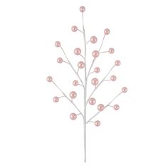 a pink christmas tree with white branches and balls on the top, against a white background