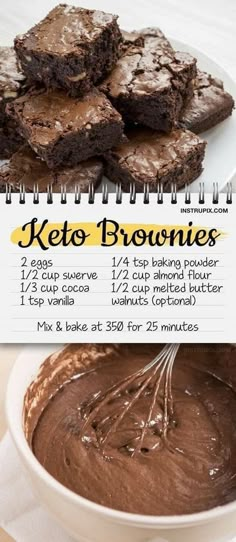 the recipe for keto brownies is shown here