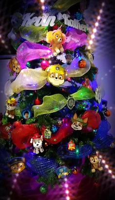 a christmas tree decorated with many different items