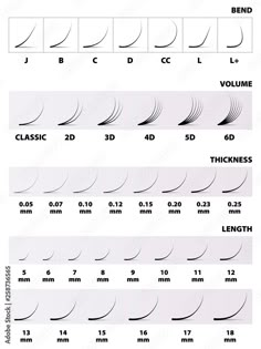 Individual Lash Styles, Yy Lash Extensions Mapping, Different Lash Curls, Lash Curls, Table Vector, Eyelash Extensions Care, Eyelash Extensions Salons, Lash Maps