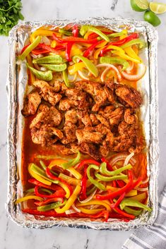 chicken fajita casserole with peppers, onions and jalapenos