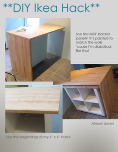 the instructions for how to make a diy ikea hacket desk with drawers