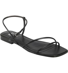 Black Sandals Flat, Sporty Sandal, Simple Sandals, Strappy Sandals Flat, Strappy Flats, Square Toe Sandals, Black Baby, Wooden Heel