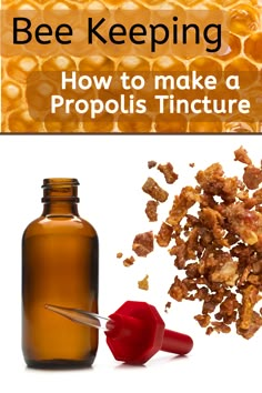 a bottle of honey with the words bee keeping how to make a propolis tincture