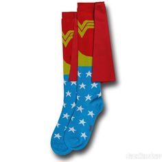 Images of Wonder Woman Women's Knee-High Socks w/Capes Superman Socks, Superhero Socks, Womens Knee High Socks, Silly Socks, Lace Diy, Superhero Capes, Capes For Women, Crazy Socks, Winter Girls