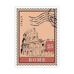 a postage stamp with the words, 25 rome in red and black ink on it