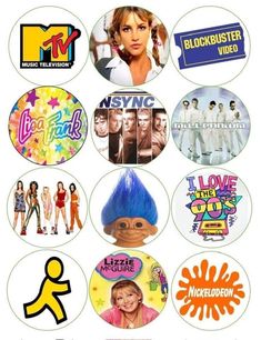 many different logos and icons are shown on this button set for the tv show's logo