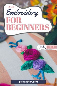 the cover of hand embroidery for beginners