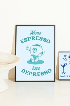 Transform your home into a lively display of retro aeshetic with the "More Espresso Less Depresso Coffee Art Print | Neutral Retro Typography Kitchen Print Kitchen Decor Wall Art Poster Aesthetic." This poster is perfect for creating a stylish retro kitchen wall. This print is a distinctive, eye-catching design that reflects a preppy decor style, making it ideal for anyone wanting to make a striking interior statement. Please note: No physical products will be shipped. This listing is for a digi Retro Coffee Aesthetic, Retro Coffee Shop Signs, Coffee Vintage Poster, Retro Coffee Poster, Cafe Posters Coffee Art Prints, More Espresso Less, Kitchen Decor Wall, Coffee Art Print, Preppy Decor