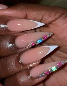 Nail Ideas Stiletto Short, Wedding Nails Stiletto, Inspiring Nails, Elite Nails, Almond Acrylic Nails Designs, Ombre Acrylic Nails, Acrylic Nails Coffin Pink