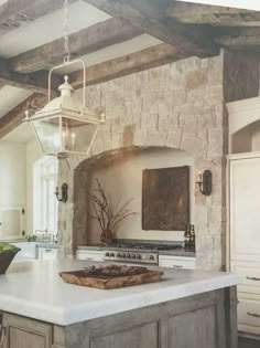 Stone Kitchen Range Hood Ideas, Stone Cooktop Surround, Stone Range Alcove, Stone Alcove Kitchen, Stone In The Kitchen, Stone Range Surround, Stone Kitchen Range, Stone Arch In Kitchen, Mediterranean Range Hood