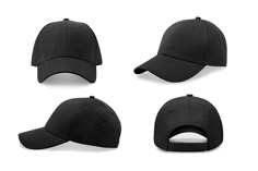 Black baseball cap in four different angles views. Mock up. Hat Mockup, Hat Photography, Plain Caps, Topi Snapback, One Punch Man Anime, Model Outfit, Bright Winter, Black Baseball Cap