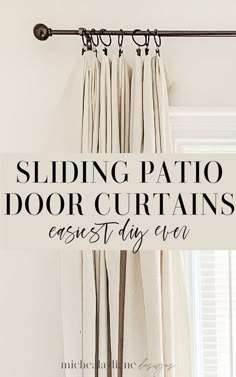 No Sew Sliding Door Curtains Slider Door Curtains, Curtains For Sliding Patio Door, Sliding Door Coverings, Diy Drop Cloth Curtains, Patio Door Drapes, Modern Sliding Glass Doors, Sliding Glass Door Coverings, Patio Door Window Treatments, Glass Door Window Treatments