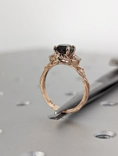 a close up of a ring on a table