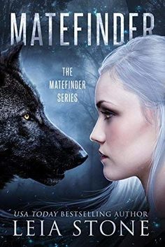 the book cover shows a wolf and a woman facing each other, both with white hair