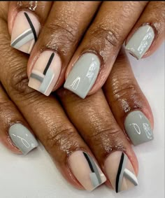 Fall Gray Nails, Matte Nails Design, Nice Nails, Dope Nail Designs, Fall Acrylic Nails, Short Acrylic