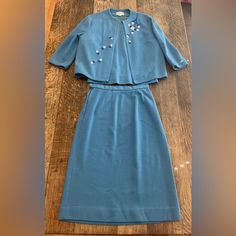 Butte Knit, Xs/S, Blue, Good Used Condition (See Wear Underarms), 100% Wool 3 Piece, Skirt Set, Custom Design, Wool, Knitting, Blue, Women Shopping, How To Wear, Color